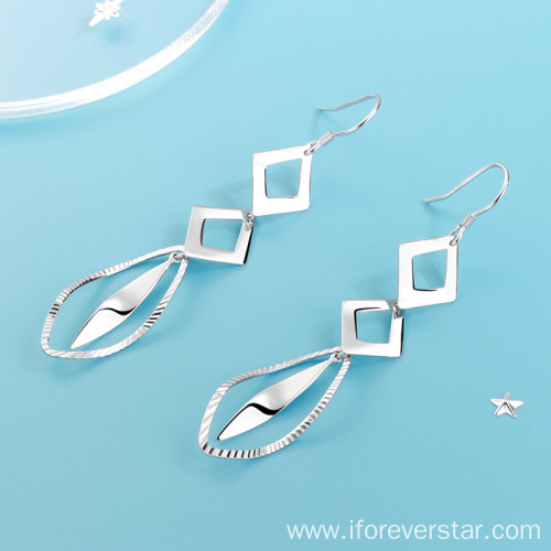 Trendy 925 Silver Dangle Earrings Geometry Ladies Earrings